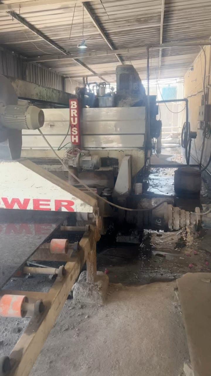 Stone brushing machinery on the factory production line
